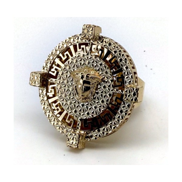 Anillo medusa circulo de oro 18k